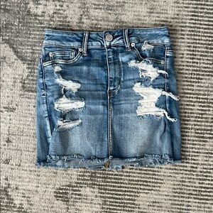 American Eagle Outfitters Ripped Denim Mini Skirt